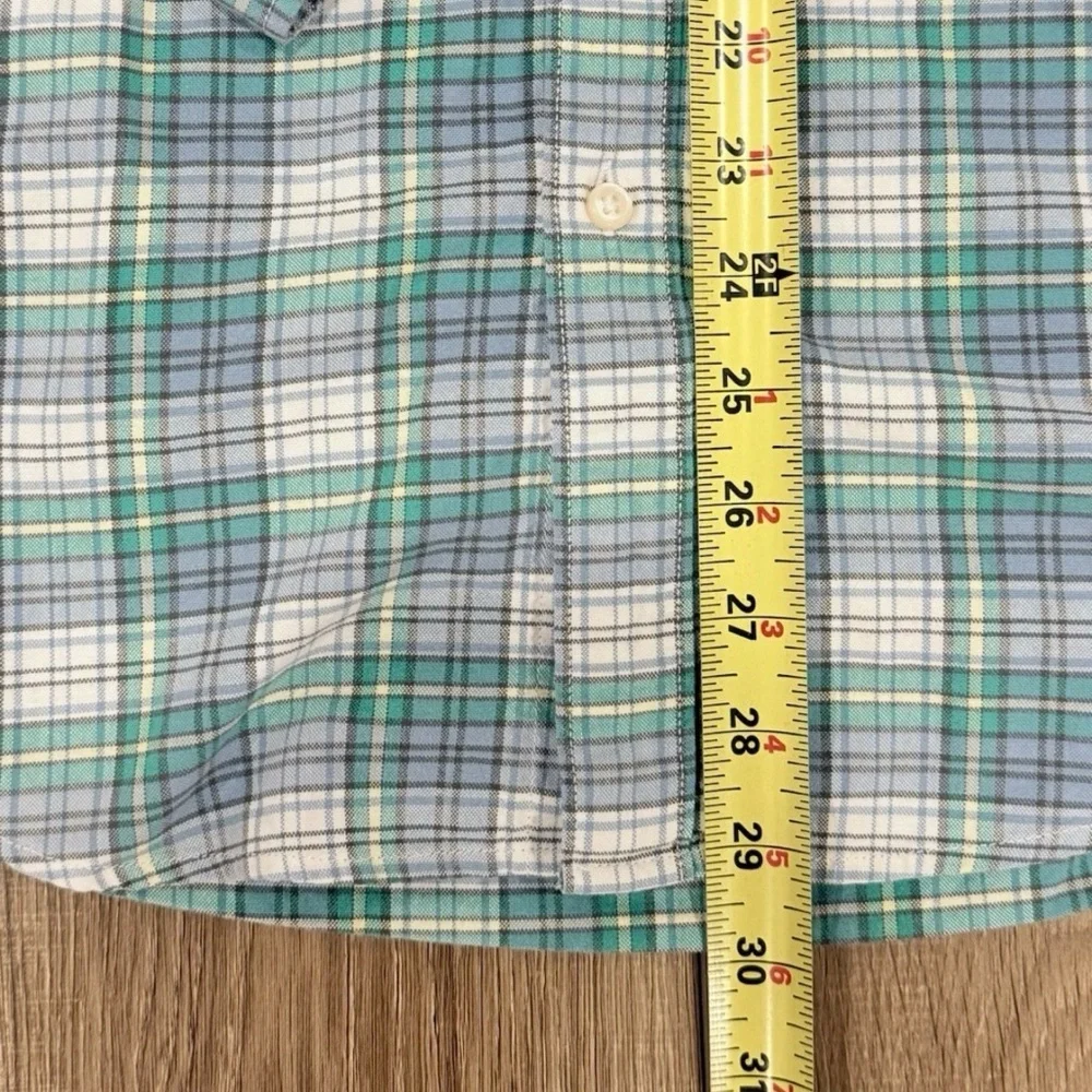 J.Crew Broken-In Oxford Shirt Mens Small Green Blue Long Sleeve Button-Down Slim